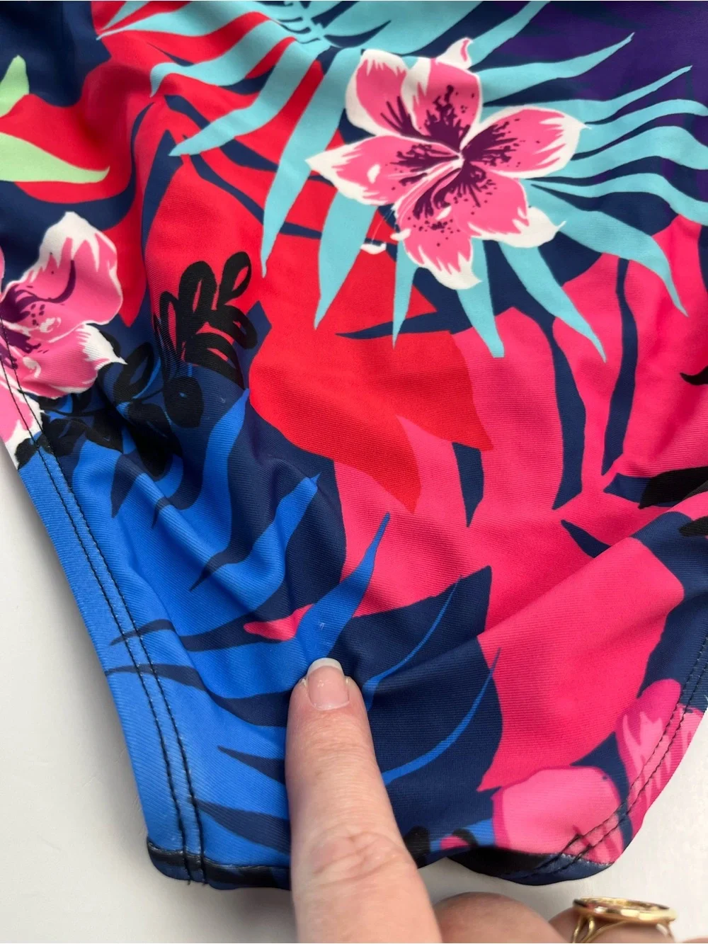Bleu Rod Beattie Tropical Floral One-Piece Swimsuit Pink Blue Underwire Women 10